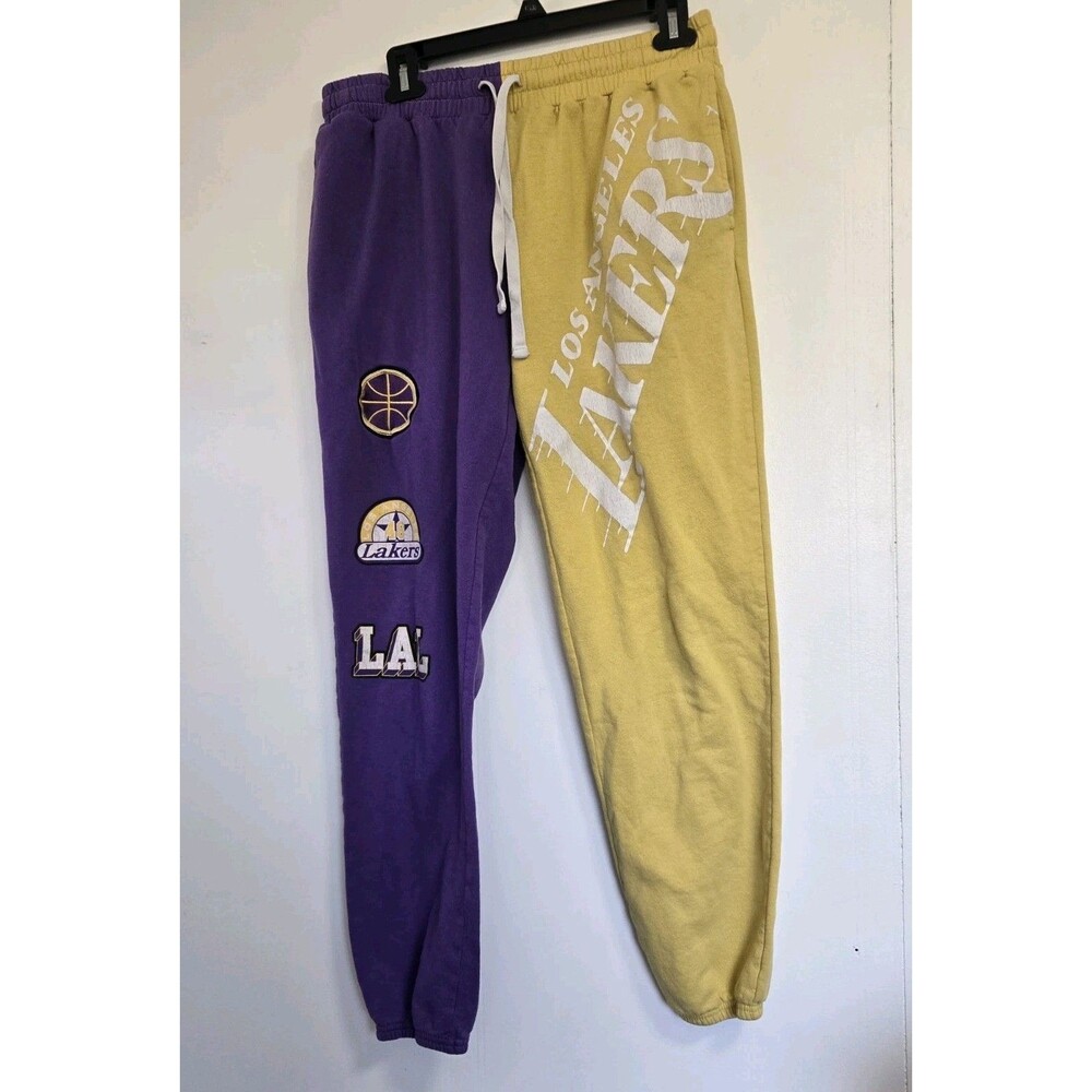 Los Angeles Lakers Sweatpants Mens S NBA Purple Yellow Basketball Athletic